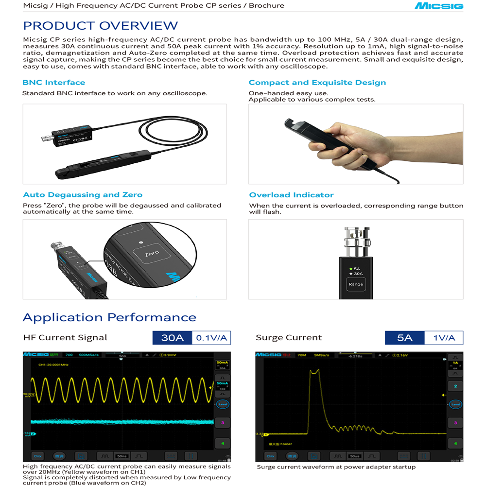 Micsig Sondas de corriente CA/ - Current Probe Ac Dc 50Mhz Oscilloscope reseña y precio